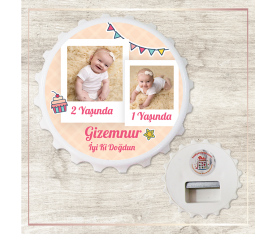 Polaroid Fotoğraf Temalı Kız Doğum Günü Kapak Şekilli Açacak Magnet
