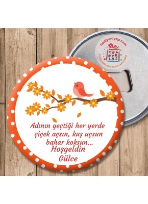 Ağaç Dalında Kuş Temalı Açacaklı Magnet