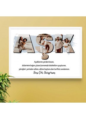 Aşk Yazılı Fotoğraflı Çerçeve