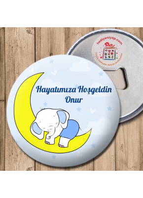 Ay'da Uyuyan Fil Temalı Hoşgeldin Açacaklı Magnet