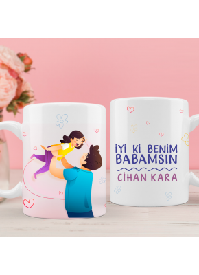 Baba Kız Çocuğu Temalı Kupa Bardak