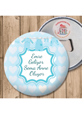 Baby Shower Temalı Erkek Bebek Açacak Magnet