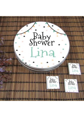 Baby Shower Yıldız Temalı Hoşgeldin Bebeğim Çikolata Kutusu + 50 Adet Madlen Çikolata