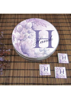 Baş Harf Mor Çiçek Temalı Çikolata Kutusu + 50 Adet Madlen Çikolata