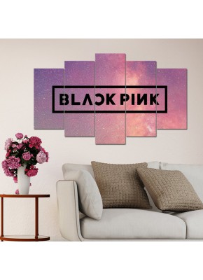 Black Pink 2 Temalı 5'li Mdf Tablo
