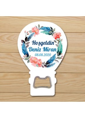 Çiçek Çerçeveli Açacaklı Balon Magnet