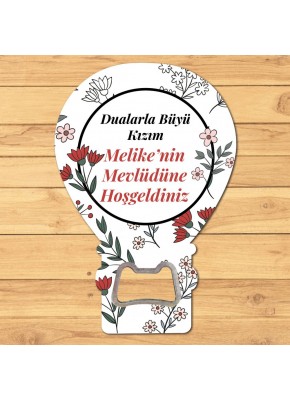 Çiçekli Mevlüd Hatırası Temalı Açacaklı Balon Magnet