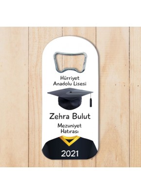 Cübbe ve Kep Temalı Mezuniyet Hatırası Oval Uzun Açacak Magnet 