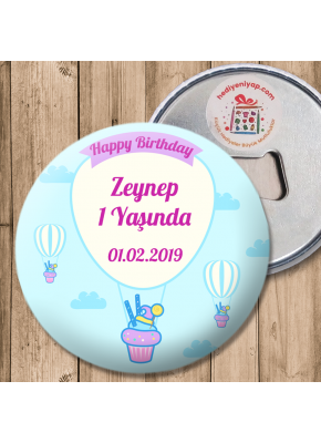 Cup Cake ve Uçan Balon Temalı Kız Açacak Magnet