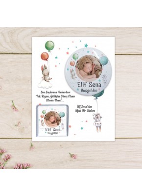 Doğum Günü ,Baby Shower Temalı Açacaklı Magnet ve Çikolata Paketi 