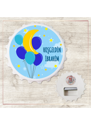 Gökyüzünde Uçan Balon Temalı Kapak Şekilli Açacak Magnet