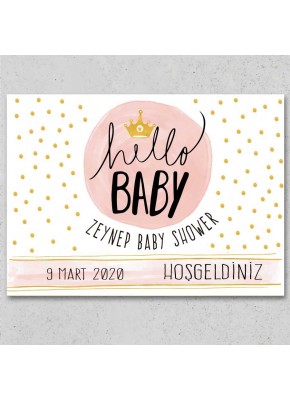 Hello Baby Temalı Baby Shower Afiş