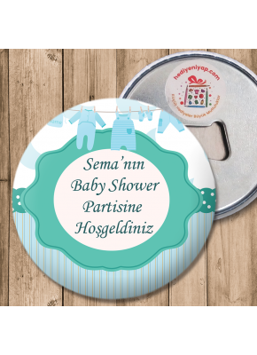 İpte Asılı Bebek Kıyafeti Temalı Baby Shower Açacak Magnet