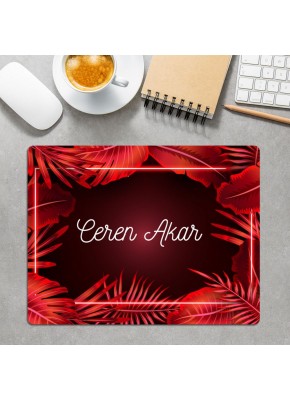 Kırmızı Yaprak Temalı Büyük Dikdörtgen Mouse Pad