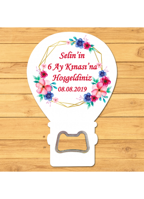 Kırmızı ve Mavi Çiçek Temalı Açacaklı Balon Magnet