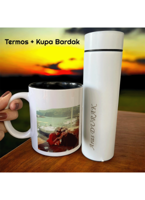 Kişiye Özel İsim Yazılı Termos + Kupa Bardak