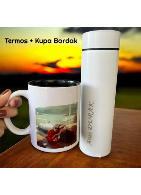 Kişiye Özel İsim Yazılı Termos + Kupa Bardak