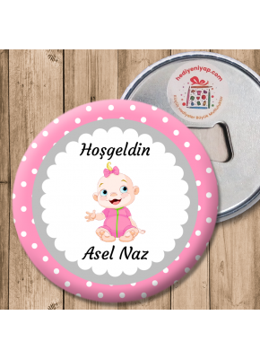 Kız Bebek Temalı Hoşgeldin Açacaklı Magnet