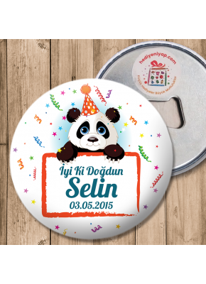 Kukuletalı Panda Temalı Doğum Günü Açacaklı Magnet