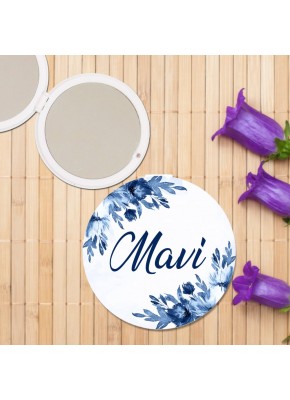 Mavi ÇiçekTemalı Ayna
