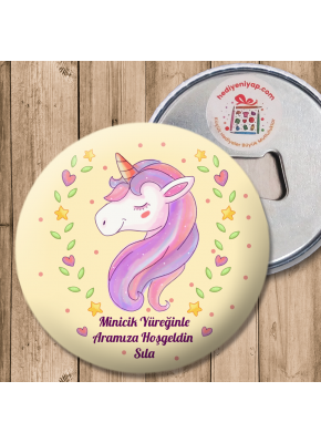 Mor Unicorn Temalı Kız Açacaklı Magnet