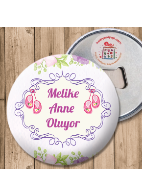 Pembe Bebek Ayakkabı Temalı Baby Shower Açacak Magnet