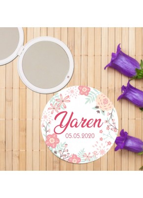 Pembe Çiçek 3 Temalı Ayna
