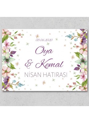Pembe Ve Mor Temalı Nişan Hatırası Afiş