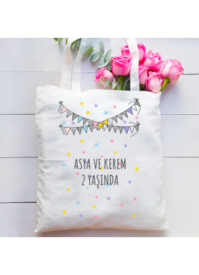 Renkli Yıldızlı Bez Çanta