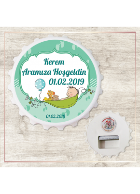  Sallanan Bebek Temalı Erkek Hoşgeldin Kapak Şekilli Açacak Magnet