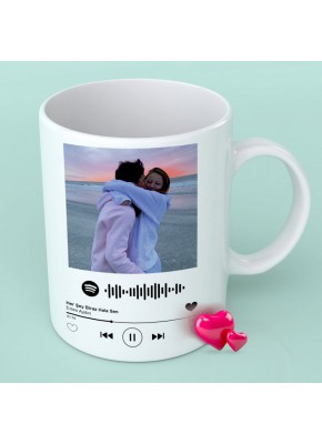 Sevgililer Günü Temalı Kişiye Özel Spotify Kodlu Kupa Bardak