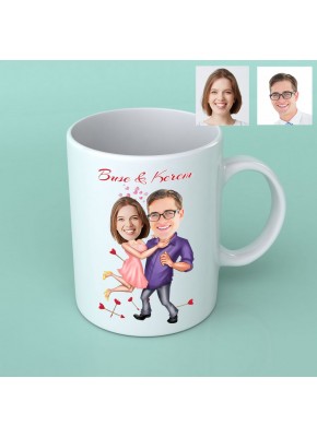 Sevgiliye Özel Karikatürlü Kupa Bardak