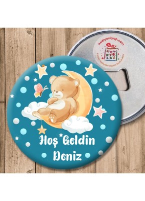 Sevimli Ayı ve Kelebek Temalı Açacaklı Magnet