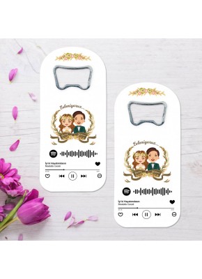 Spotify Temalı Düğün Nişan Söz Nikah Oval Uzun Açacaklı Magnet