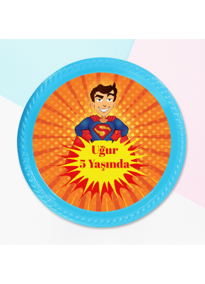 Süperman Temalı Parti Tabağı Etiketi