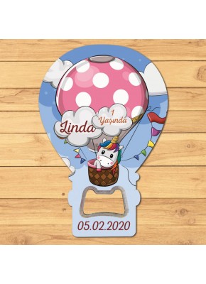 Uçan Balonlu Unicorn Temalı Açacaklı Balon Magnet