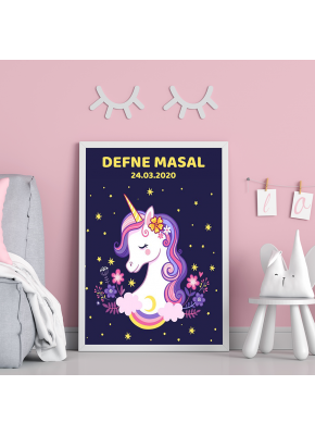 Unicorn Temalı 2 Kişiye Özel Tekli Çerçeve