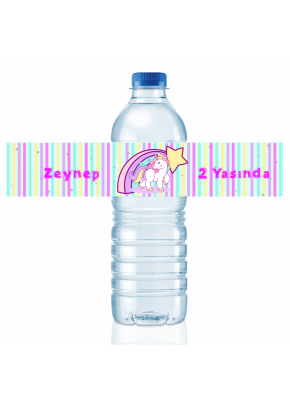 Unicorn Temalı Su Şişesi Etiketi