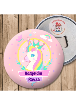 Yıldız ve Unicorn Temalı Kız Açacaklı Magnet